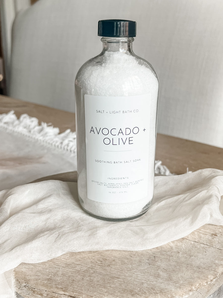 Avocado + Olive Bath Salts 16oz Bottle