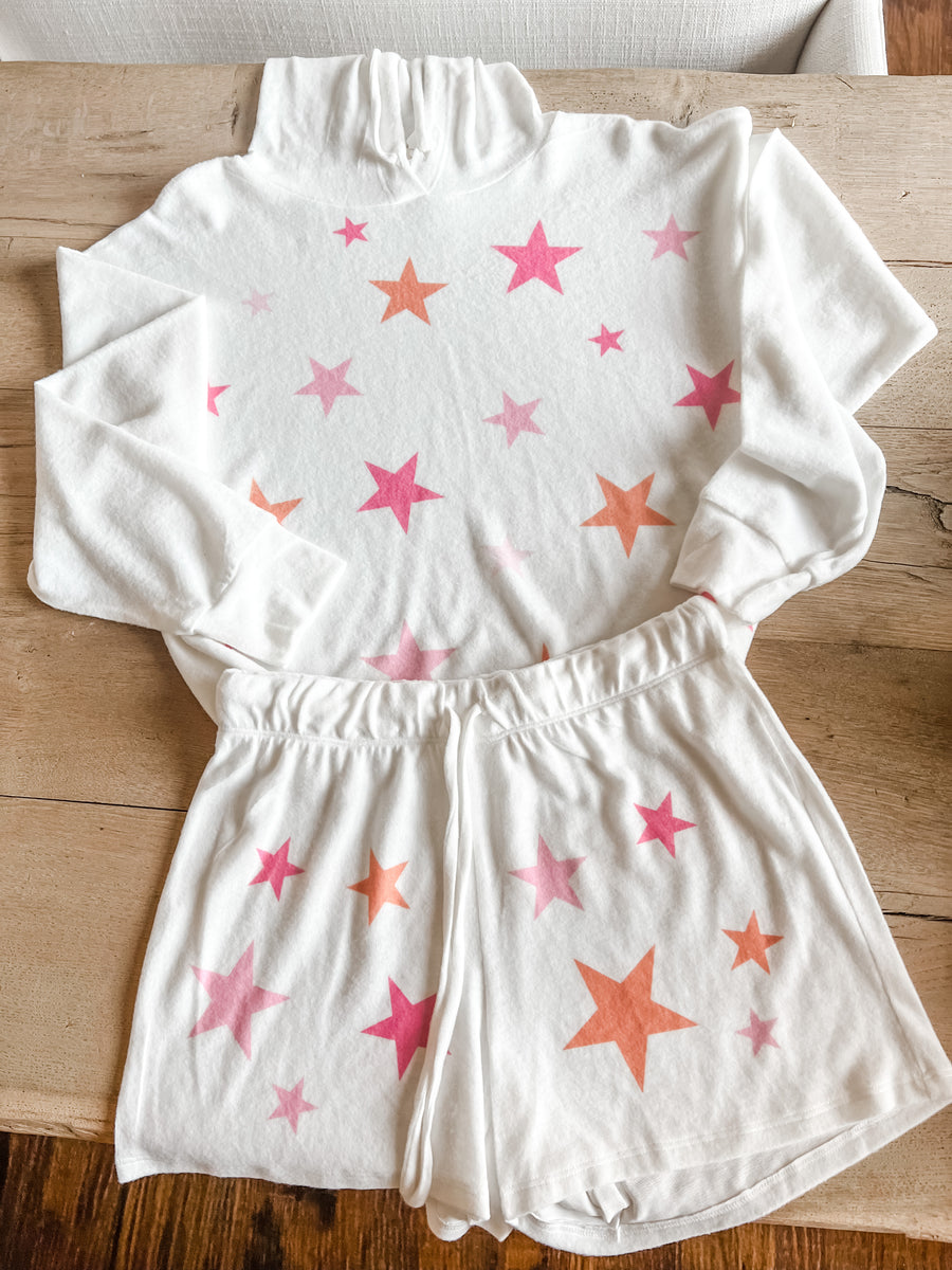 Pink & Orange Stars Pajama Short Set